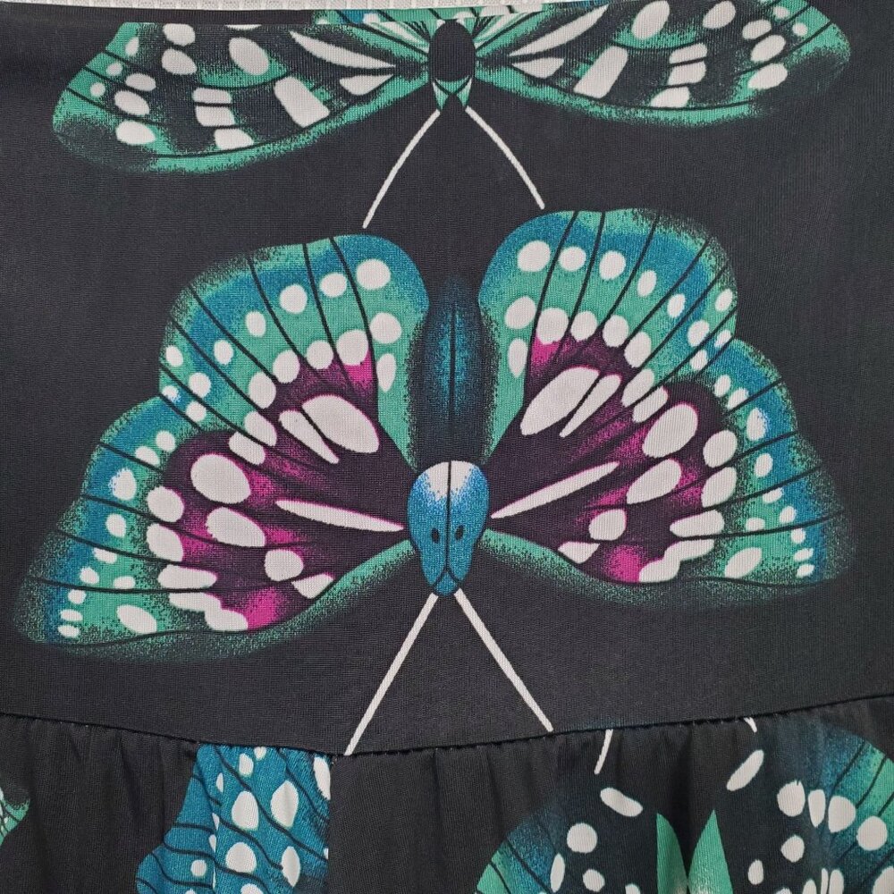 Yelete Leg Wear Sz S Pants High Foldover Waist Butterfly Print Wide Flowy Stretc - Picture 4 of 10